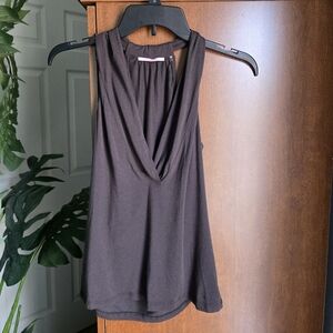 Gianni Bini Sleeveless Drape Front Top Brown Womens Medium